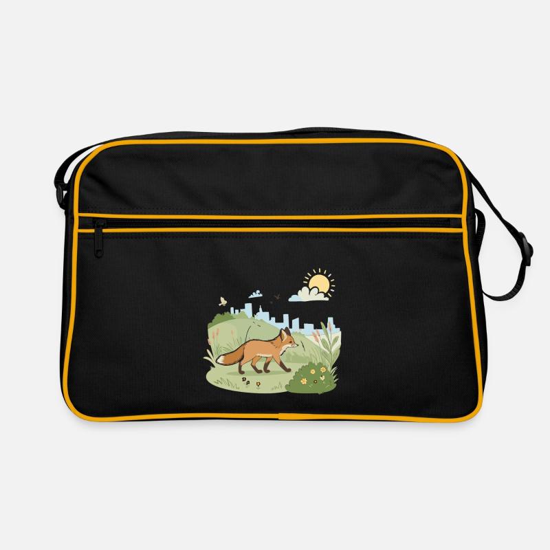 Fuchs auf der Wiese in der Sonne Retro Tasche
