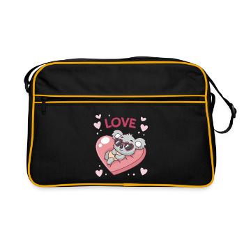 Koalaherz und süße Liebe - Retro Tasche - Schwarz/Gold - Vorne