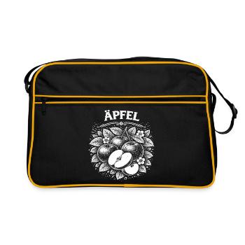 Apple Woodcut Botanical Print - Retro Bag - black/gold - Front