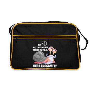 50 Jahre Langsame Schnecke bday - Retro Tasche - Schwarz/Gold - Vorne