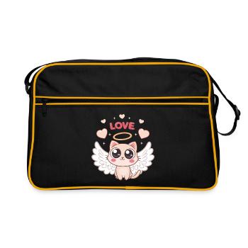 Chat Angélique ailé et cœur - Sac Retro - noir/or - Devant