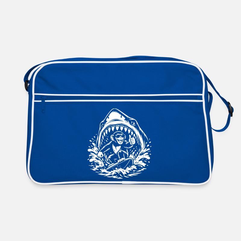 Surfing Monkey in Shark Wave Retro Bag