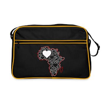 Motif du cœur en Afrique : Love Continents - Sac Retro - noir/or - Devant