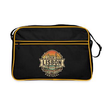 Retro Lisbon Portugal Vintage Skyline Travel Badge - Retro Bag - black/gold - Front