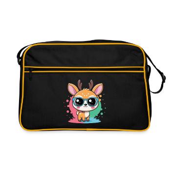 Cerf adorable lunettes bleues - Sac Retro - noir/or - Devant