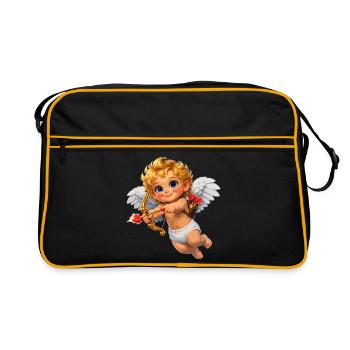 Amor mit Bogen-Liebesflamme - Retro Tasche - Schwarz/Gold - Vorne