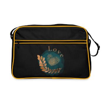 Love Herz Fingerabdruck Design - Retro Tasche - Schwarz/Gold - Vorne