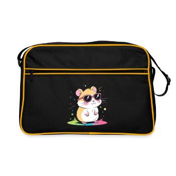 Hamster arcenciel lunettes roses - Sac Retro - noir/or - Devant