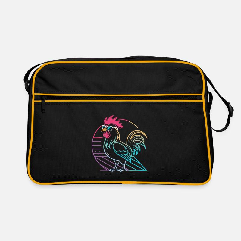 Retro-Neon-Hahn mit Brille Retro Tasche