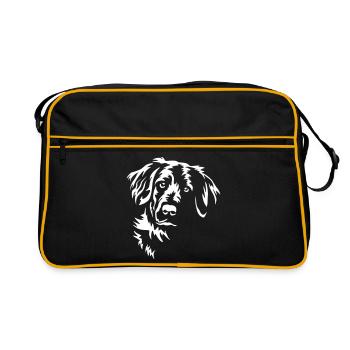 Flat-coated Retriever Head "Black Edition" - Retro Bag - black/gold - Front