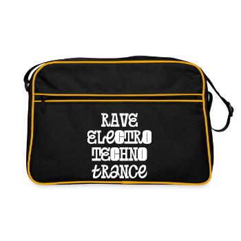 Rave Electro Techno Trance music - Retro Bag - black/gold - Front