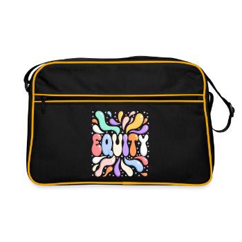 EQUITY Bunte Blasen- und Splash-Buchstaben - Retro Tasche - Schwarz/Gold - Vorne