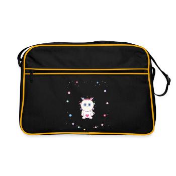 Cat's heart in a circle of flowers - Retro Bag - black/gold - Front