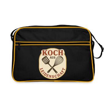 Koch aus Leidenschaft Vintage Patch - Retro Tasche - Schwarz/Gold - Vorne