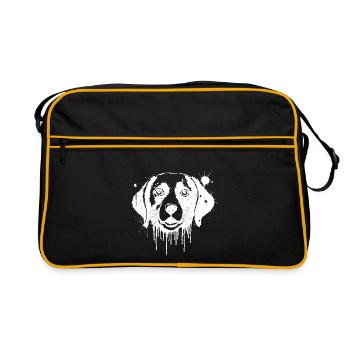 Chien Beagle éclaboussé en dripping blanc - Sac Retro - noir/or - Devant
