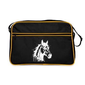 Tête de Cheval Paint Splash Blanc - Sac Retro - noir/or - Devant