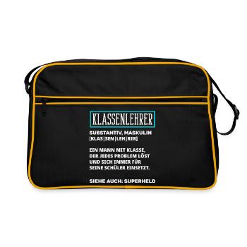 Klassenlehrer Definition - Retro Tasche - Schwarz/Gold - Vorne
