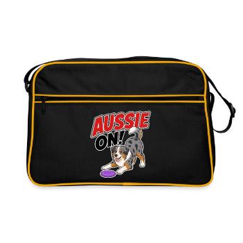 Aussie On ! Chien Frisb Joueur - Sac Retro - noir/or - Devant