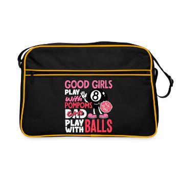 Bad Girl Playing With Balls Billiards Funny - Retro Bag - black/gold - Front