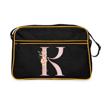 Monogramme floral R pastel - Sac Retro - noir/or - Devant