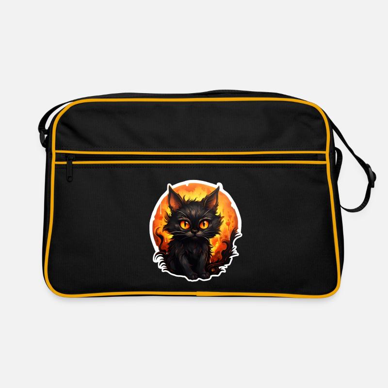 Halloween Kater - Retro Tasche - Schwarz/Gold