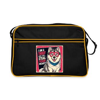 Husky "I am a thief and i will steal your heart" - Retro Bag - black/gold - Front