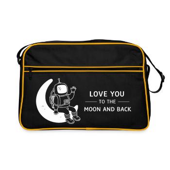 Love You To The Moon And Back Illustration - Retro Tasche - Schwarz/Gold - Vorne