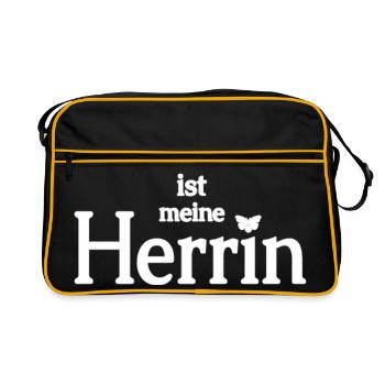 Selbstgestalen Name der Herrin - Retro Tasche - Schwarz/Gold - Vorne