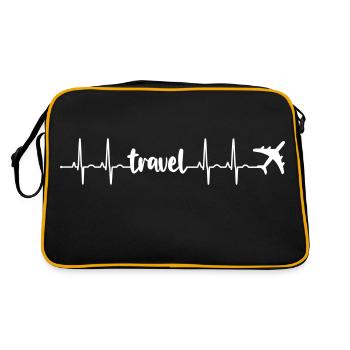 Battement de coeur ECG Voyage, avion (battement de coeur) - Sac Retro - noir/or - Dos