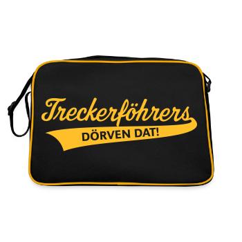 Treckerföhrers Dörven Dat! Plattdeutsch Trecker V4 - Retro Tasche - Schwarz/Gold - Hinten