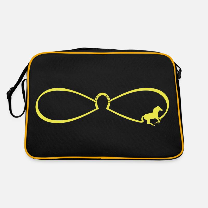 les amateurs de chevaux de cheval cavalier de saut infini - Sac Retro - noir/or