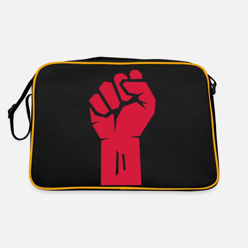 Raised rote Faust. Retro Tasche