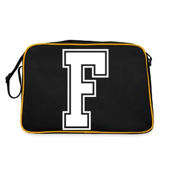Buchstabe F - Retro Tasche - Schwarz/Gold - Hinten