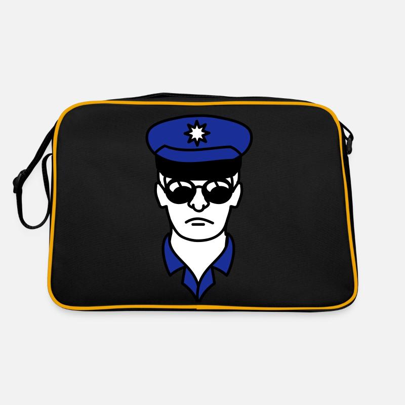 Cool police man face head Retro Bag