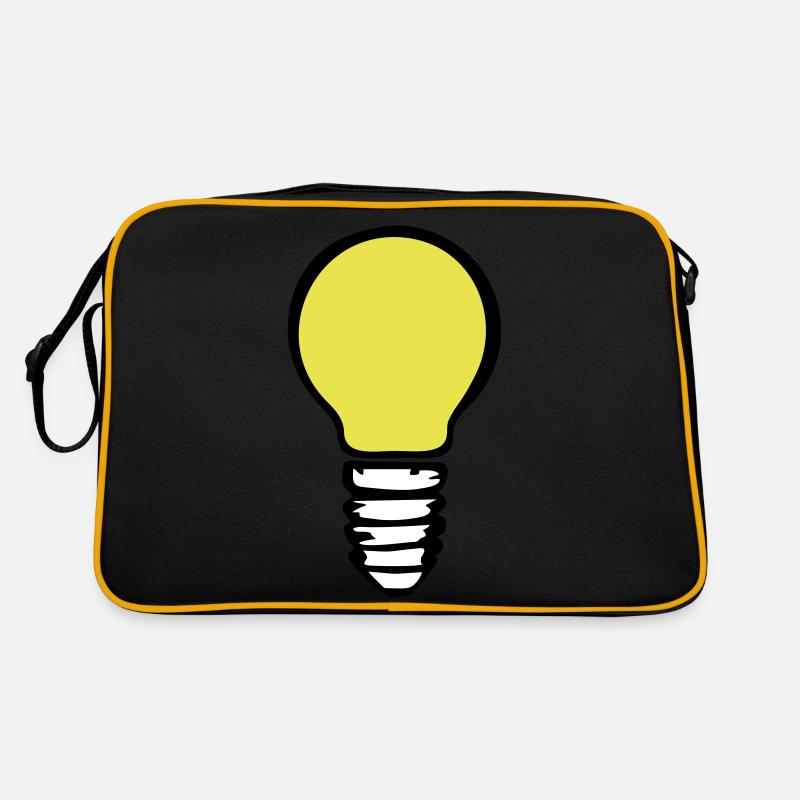 Glühbirne 3farbig - Retro Tasche - Schwarz/Gold