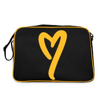Cœur peint à la main/dessiné à la main - Sac Retro - noir/or - Dos