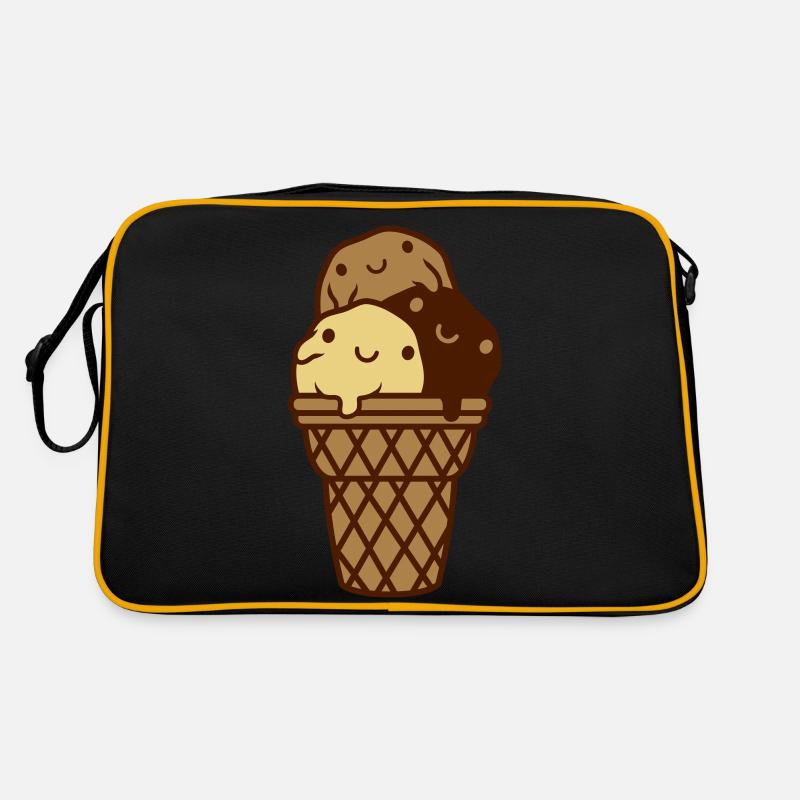 Süße 3 Eiskugeln Waffel Retro Tasche