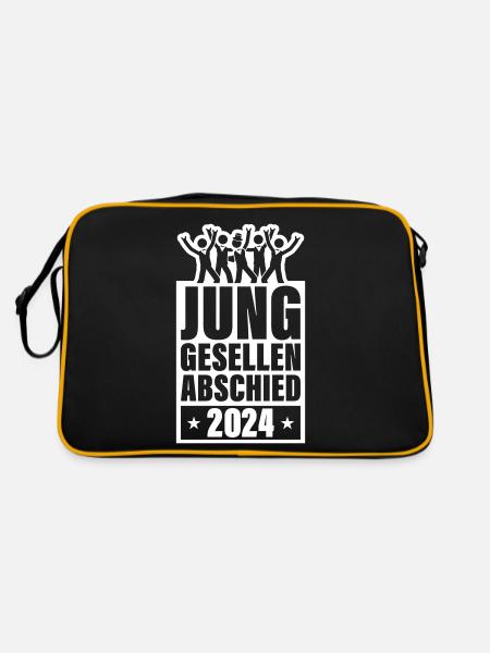 Junggesellen Abschied 2024 Jga - Retro Tasche - Schwarz/Gold - Hinten