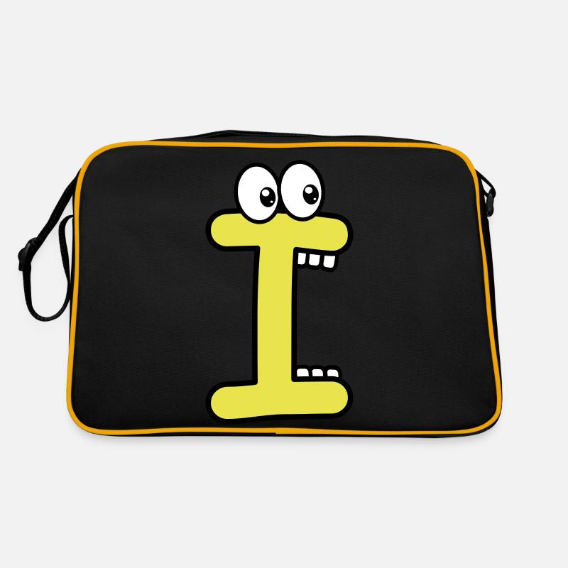 I - Buchstabe I mit Augen 👀 - Retro Tasche - Schwarz/Gold