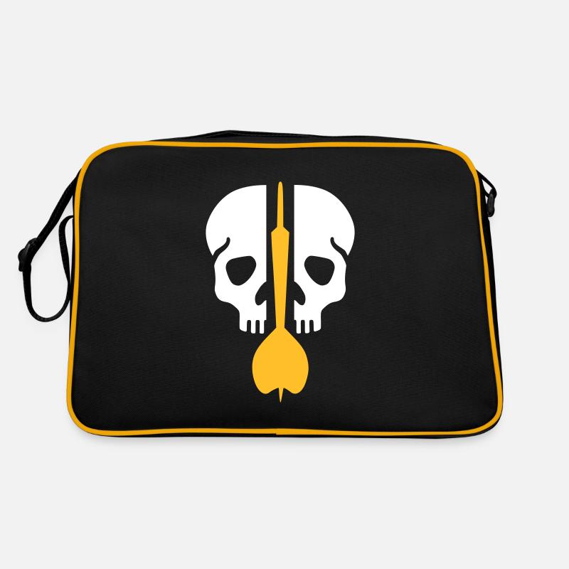 Geteilter Schädel und Dartpfeil Retro Tasche