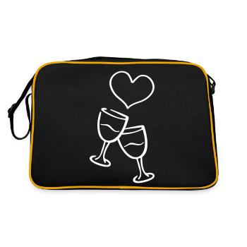 Verre à vin coeur amour - Sac Retro - noir/or - Dos