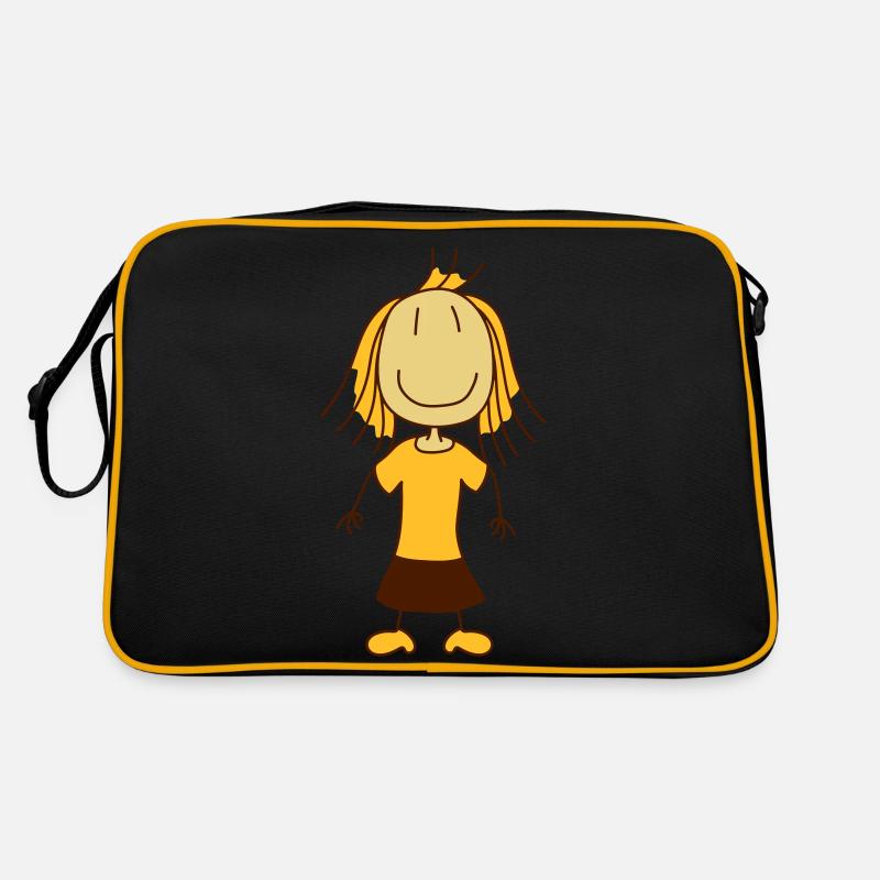 nettes kleines glueckliches Maedchen - Retro Tasche - Schwarz/Gold