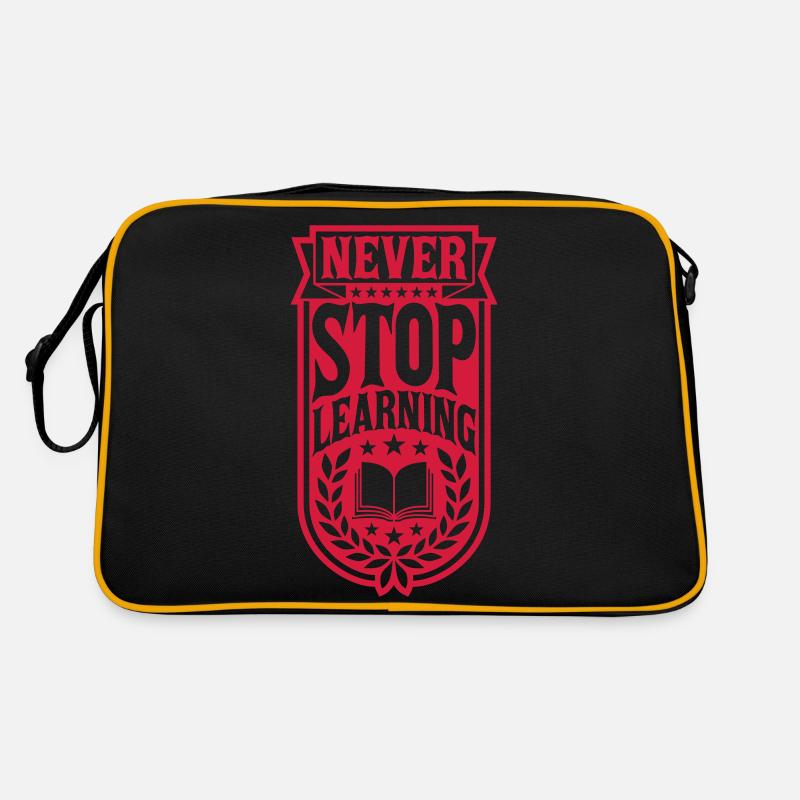 never stop learning Zitat Retro Tasche