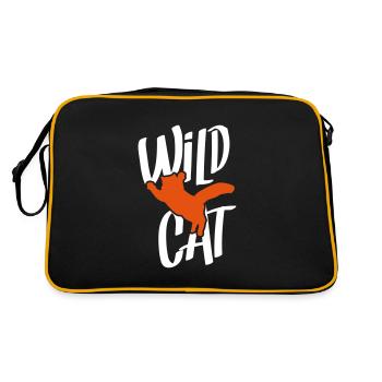 cat silhouette wild cat - Retro Bag - black/gold - Back
