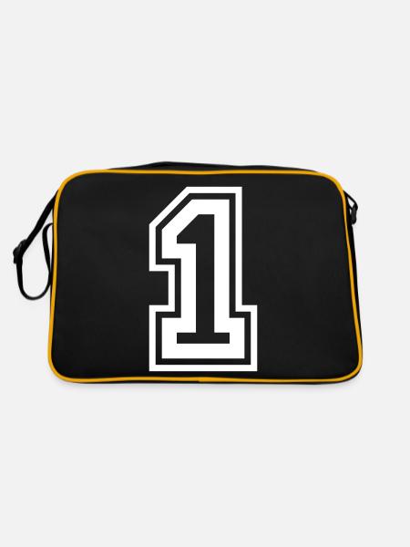 1 Zahl nummer - Retro Tasche - Schwarz/Gold - Hinten