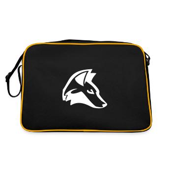 Fuchskopf, Weiße Silhouette Design, Tierdesign - Retro Tasche - Schwarz/Gold - Hinten