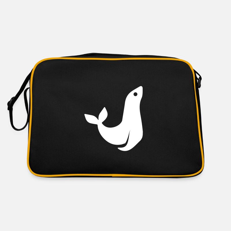 seehund tier - Retro Tasche - Schwarz/Gold