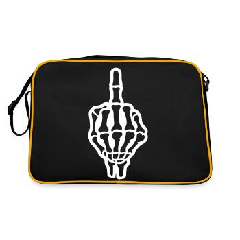 Skelett Mittelfinger Hand - Retro Tasche - Schwarz/Gold - Hinten