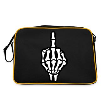 Skelett Mittelfinger Hand - Retro Tasche - Schwarz/Gold - Hinten