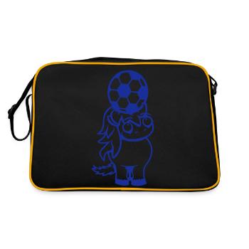 Pferd Fußball Ball spiel Kopfball Verein Fan Hobby - Retro Tasche - Schwarz/Gold - Hinten